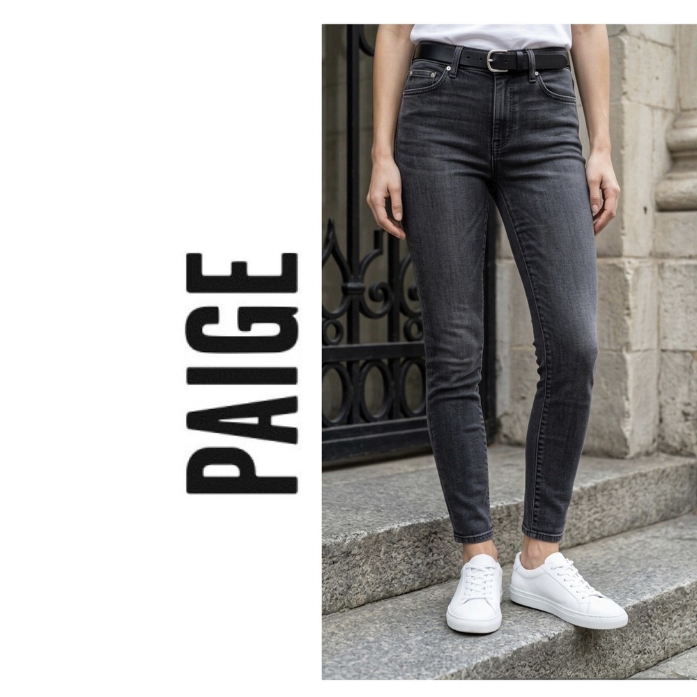 PAIGE‎ Hoxton Ankle Leg Stretch Denim Skinny Jeans Charcoal Wash High Rise